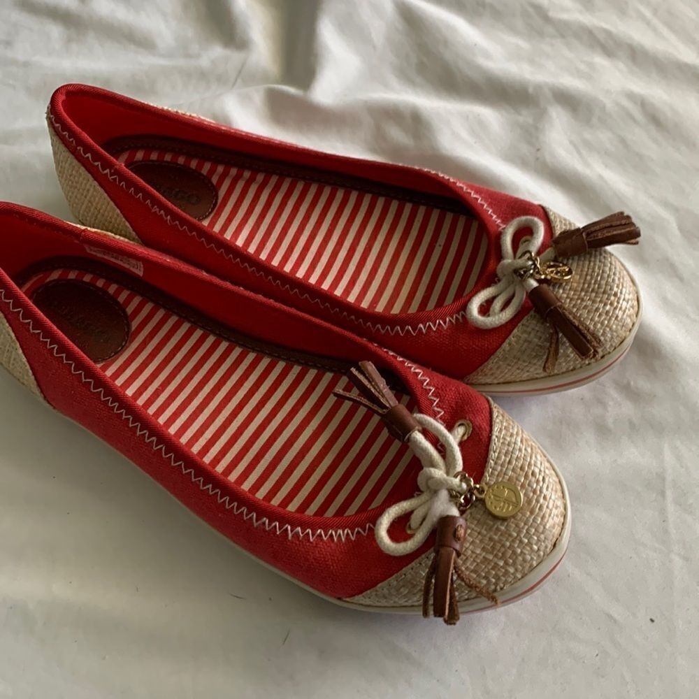 SEBAGO Red Fairway Skimmer Ballet Flat Shoes